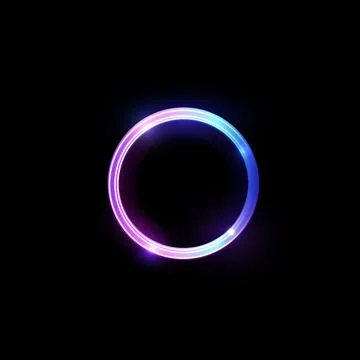 Vector illustration of a glowing neon circle on an isolated black background. Stock Illustration