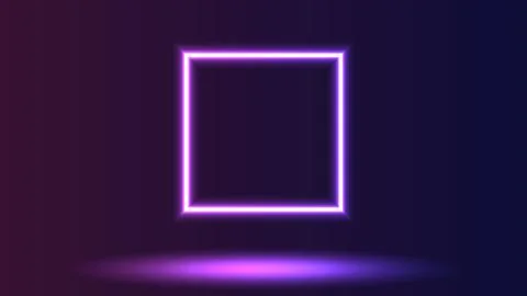 Vector illustration of glowing purple gradient neon square. Stock Illustration