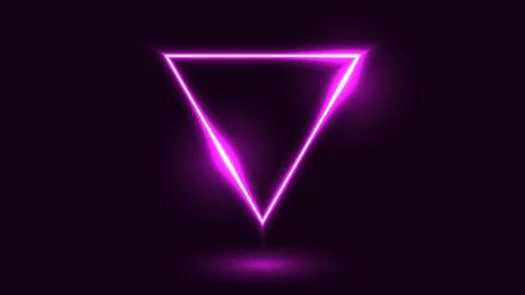 Vector illustration of glowing purple gradient neon triangle. Stock Illustration