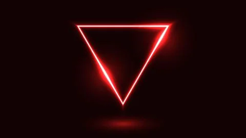 Vector illustration of glowing red gradient neon triangle. Illustrazione stock