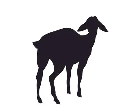 Vector illustration of a goat that stands, drawing silhouette Stock Illustration