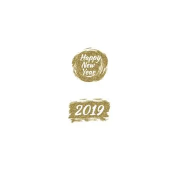 Vector illustration gold brush stroke Happy New Year 2019 Stock Illustration