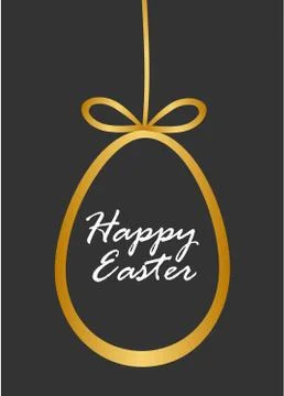Vector Illustration with gold easter egg and happy easter phrase Stock Illustration