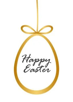 Vector Illustration with gold easter egg and happy easter phrase Stock Illustration