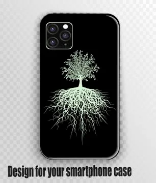 Vector illustration of gold tree - smartphone case Stock Illustration