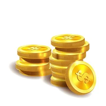 Vector Illustration of golden coins. Stock Illustration