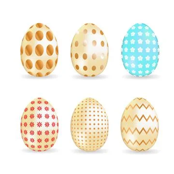 Vector illustration. Golden Easter eggs isolated on a white background. Stock Illustration