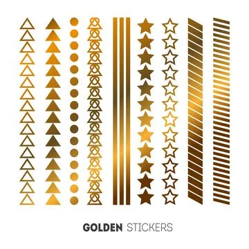 Vector illustration of golden mehndi pattern stickers, flash temporary tattoo Illustrazione stock