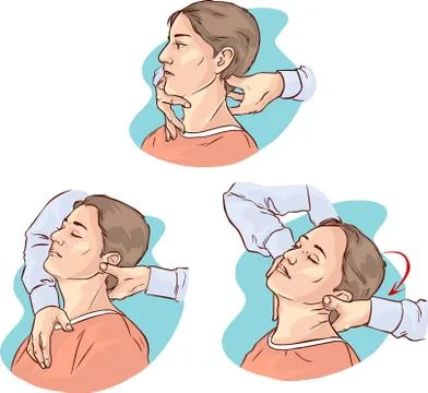 Vector illustration of a Gonstead Chiropractic for acute neck pain Stock Illustration