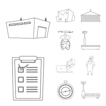 Vector illustration of goods and cargo logo. Set of goods and warehouse vector Stock Illustration