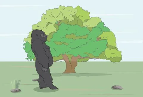 Vector illustration of a gorilla on the wild Illustrazione stock