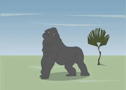 Vector illustration of a gorilla on the wild Illustrazione stock