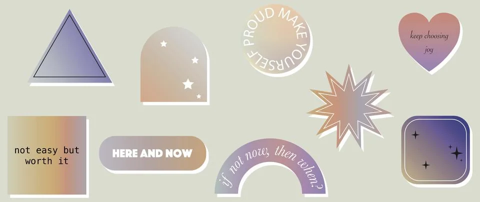 Vector illustration. Gradient stickers. Labels of different shapes. Sticker Stock Illustration