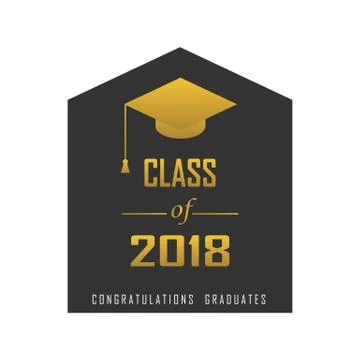 Vector illustration of a graduating class in 2018 graphics gold elements Illustrazione stock