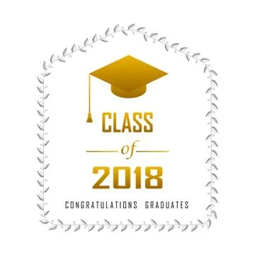 Vector illustration of a graduating class in 2018 graphics gold elements Stockillustratie