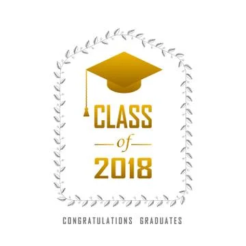 Vector illustration of a graduating class in 2018 graphics gold elements イラスト素材