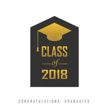 Vector illustration of a graduating class in 2018 graphics gold elements 스톡 일러스트