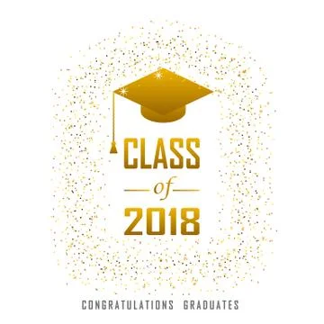 Vector illustration of a graduating class in 2018 graphics gold elements Illustrazione stock