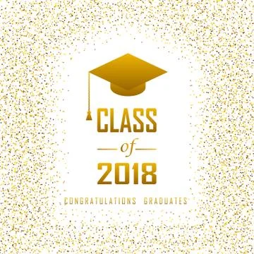 Vector illustration of a graduating class in 2018 graphics gold elements Stockillustratie
