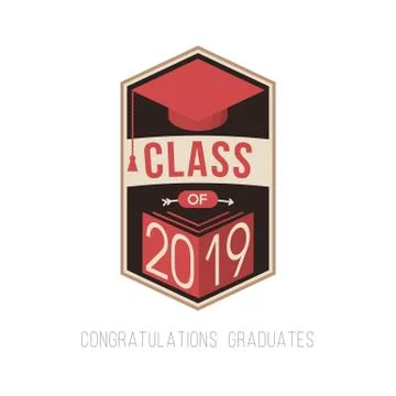 Vector illustration of a graduating class in 2018 graphics gold elements Illustrazione stock