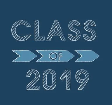 Vector illustration of a graduating class of 2019 스톡 일러스트