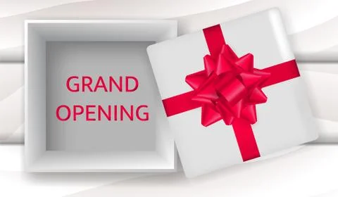 Vector illustration. Grand opening text in a open box Stock Illustration