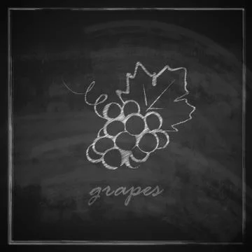 Vector illustration with grapes on blackboard background Stock Illustration