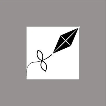 Vector illustration of graphic kite. Isolated black icon on white background Stock Illustration