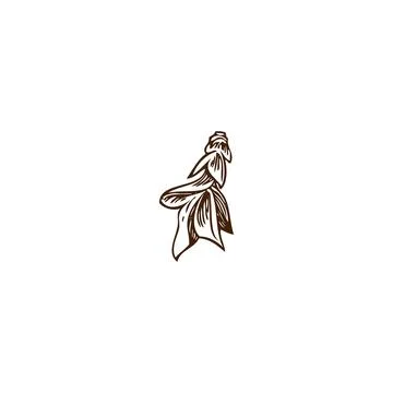 Vector illustration with graphic sketch image of maple bud with leaves. Stock Illustration