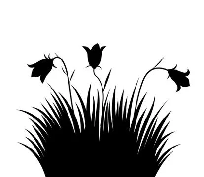 Vector illustration grass and flowers background Stock Illustration