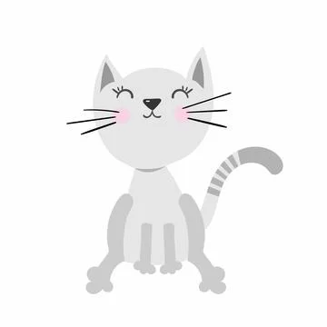 Vector illustration of a gray cat. It can be used as greeting card, poster Stock-Illustration