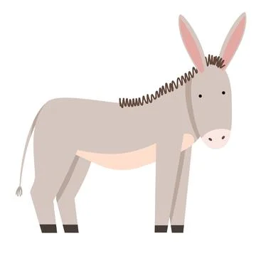 Vector illustration of a gray donkey in a flat style Illustrazione stock