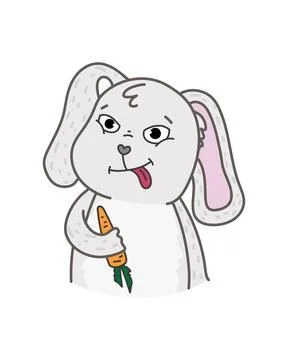 Vector illustration with gray grimacing bunny. Happy easter day Illustrazione stock
