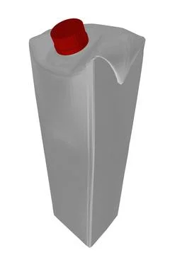 Vector illustration, gray polygonal tetrapack of milk or juice, advertising Illustrazione stock