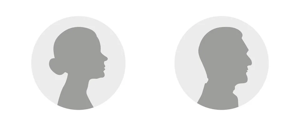Vector illustration. Gray profile of an elderly woman and man on a white Stock Illustration
