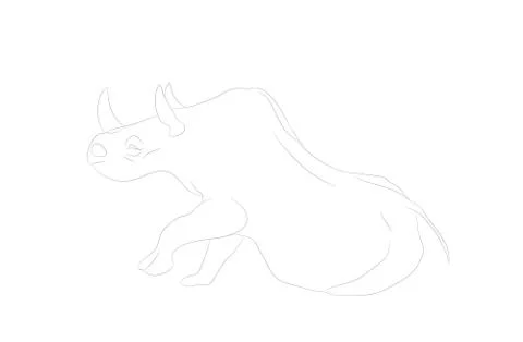 Vector illustration of gray rhino, drawing by lines Illustrazione stock