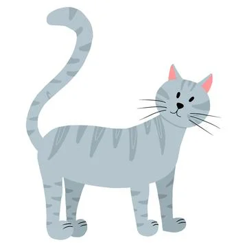 Vector illustration of a gray tabby cat. Stock Illustration