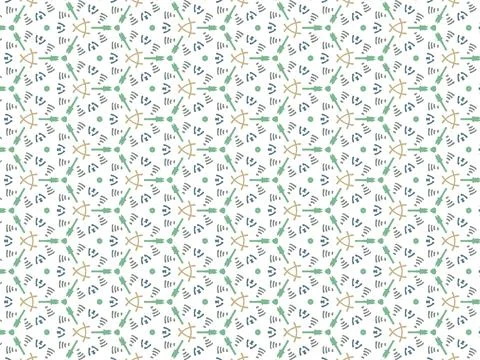 Vector Illustration of Green Abstract Mandala or Ikat Texture Seamless Patter Stock Illustration