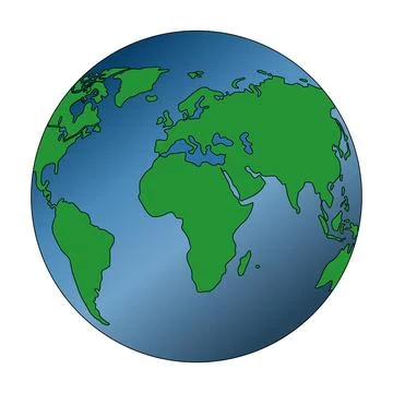 Vector illustration of a green and blue Earth globe isolated on white, worl.. Stock Illustration