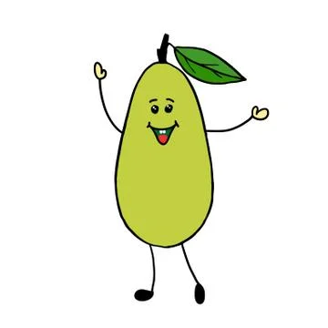Vector illustration, green avocado, with one green leaf, a whole fruit and ha Stock Illustration