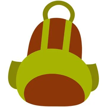 Vector illustration of green backpack isolated on white background in cartoon Stock Illustration