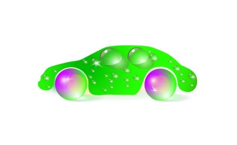 Vector illustration of a green concept of eco car, wash design isolated Stock Illustration