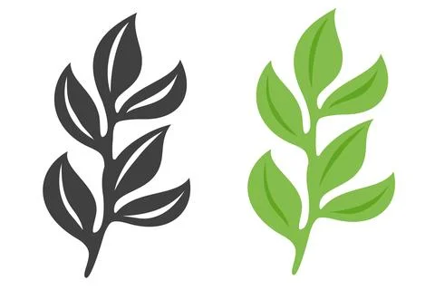 Vector illustration of a green leaf. Vintage set icons of green leaf. Eco f.. Stock Illustration