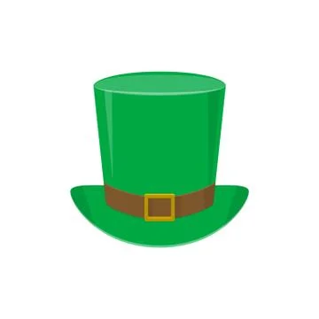 Vector illustration of green leprechaun top hat with gold buckle Stock Illustration