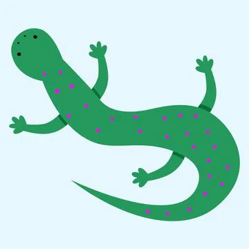 Vector illustration of a green lizard in a flat style Stock Illustration
