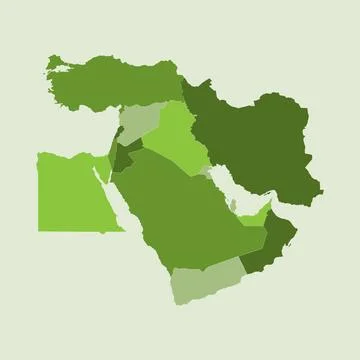 Vector Illustration of the Green Map of Middle East. Stock Illustration