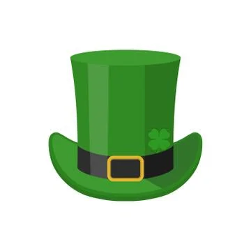 Vector illustration of green St. Patricks Day hat with clover. Stock Illustration