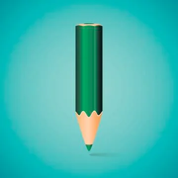 Vector illustration - green vertical pencil Stock Illustration