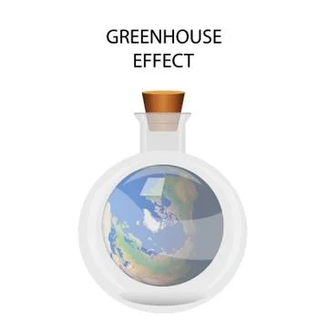 Vector illustration on the greenhouse effect. Earth in a medical flask Stock-Illustration