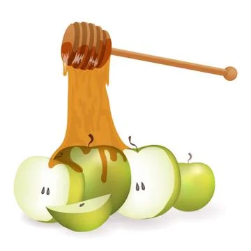 Vector illustration greeting card , background with apples and sticky with  l Stock Illustration